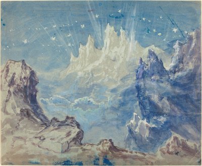 Fantastic Mountainous Landscape with a Starry Sky by Robert Caney